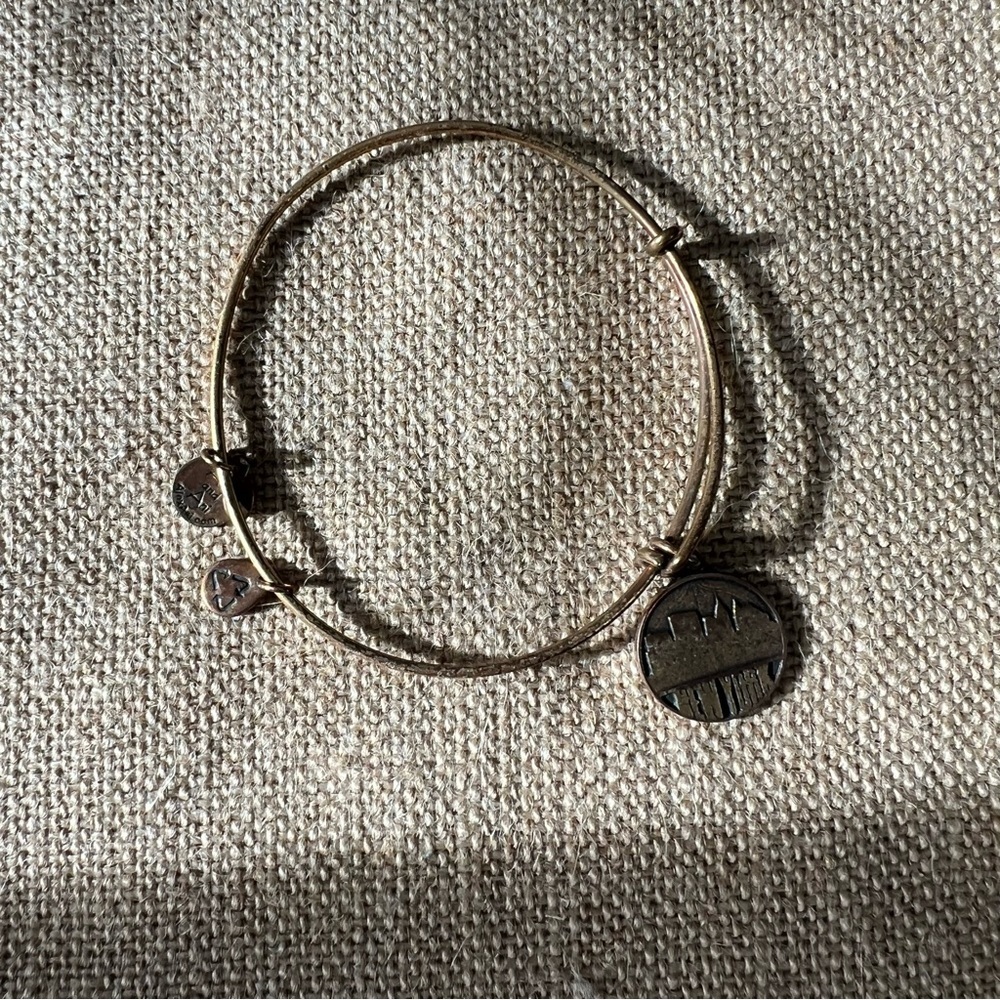 Alex and Ani antique bronze circle bangle bracelet New York charm pendant city